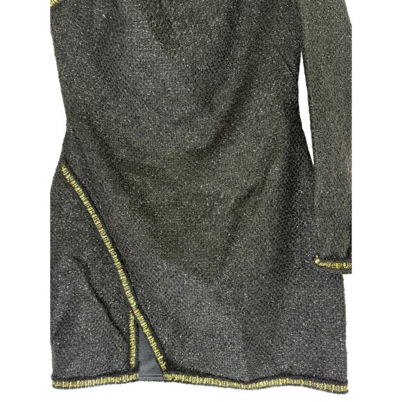 NWT Zara Black w/ Gold Detail Glittery Asymmetric One Shoulder Mini Dress Size S - Picture 3 of 9